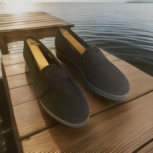 Sophia Taylor Women’s Loafers Size 8 W‎ Espadrille Black Stretch Comfort Beachy